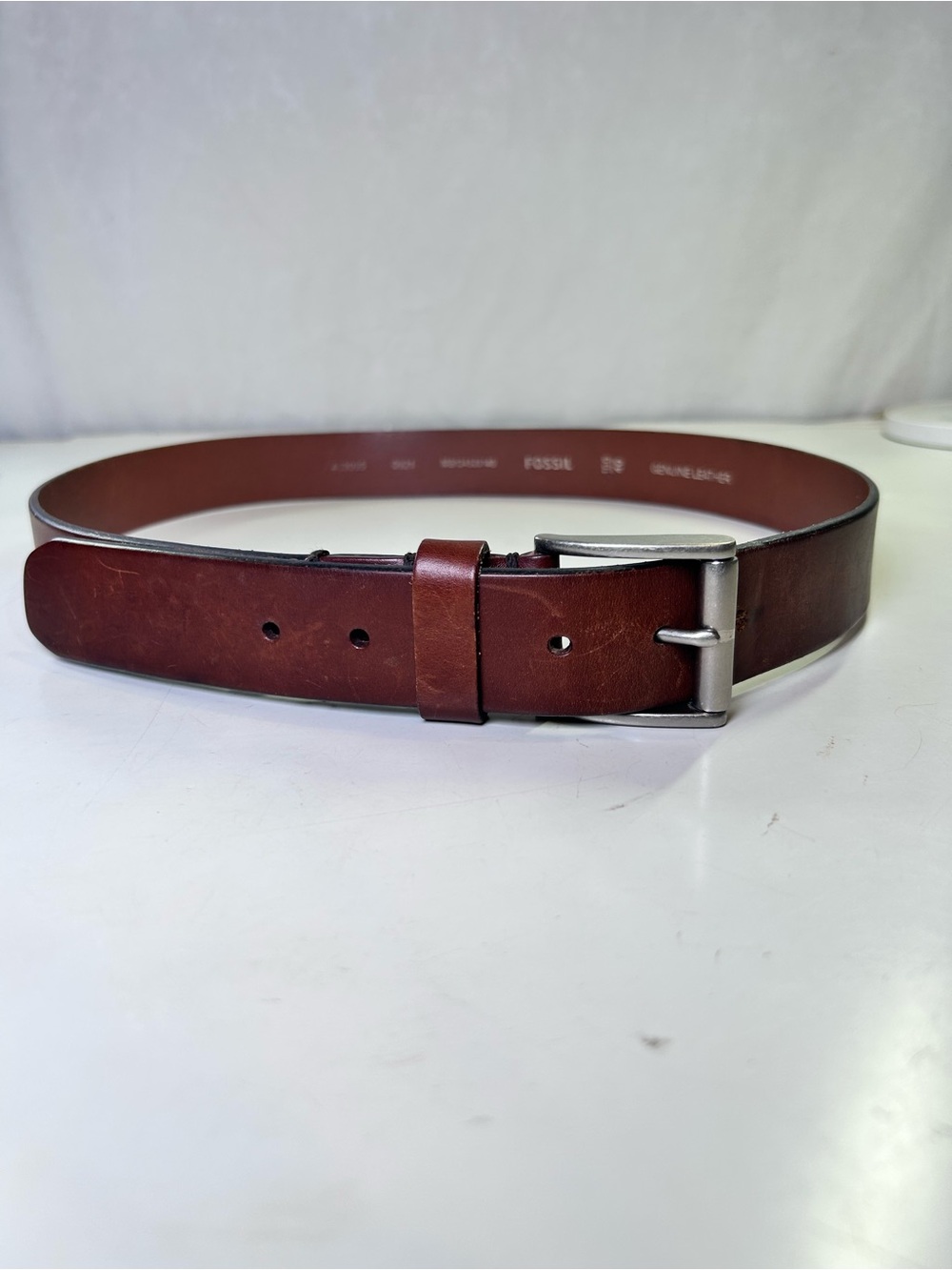 Fossil Genuine Leather Belt Brown/Cognac Silver Buckle Size 40